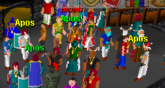 An in-game party celebrating the APOS community